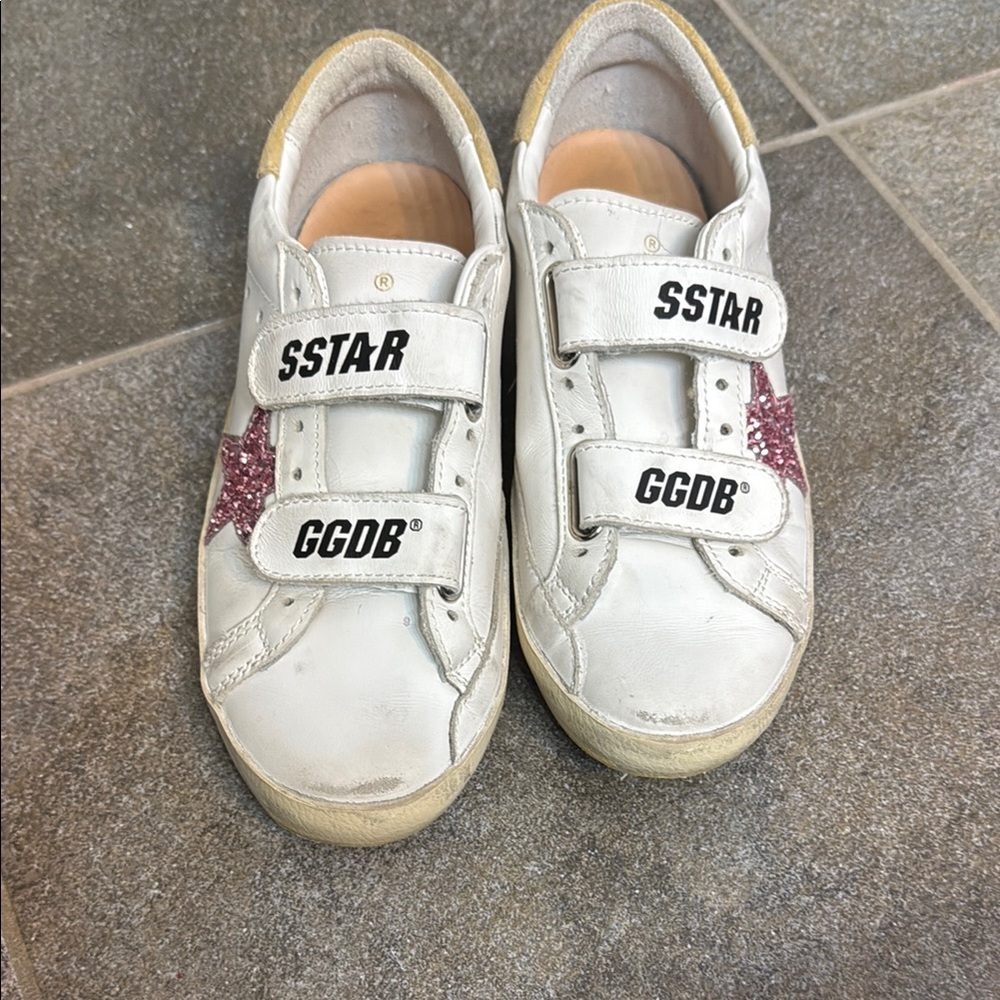 Kids White and Pink Sneakers